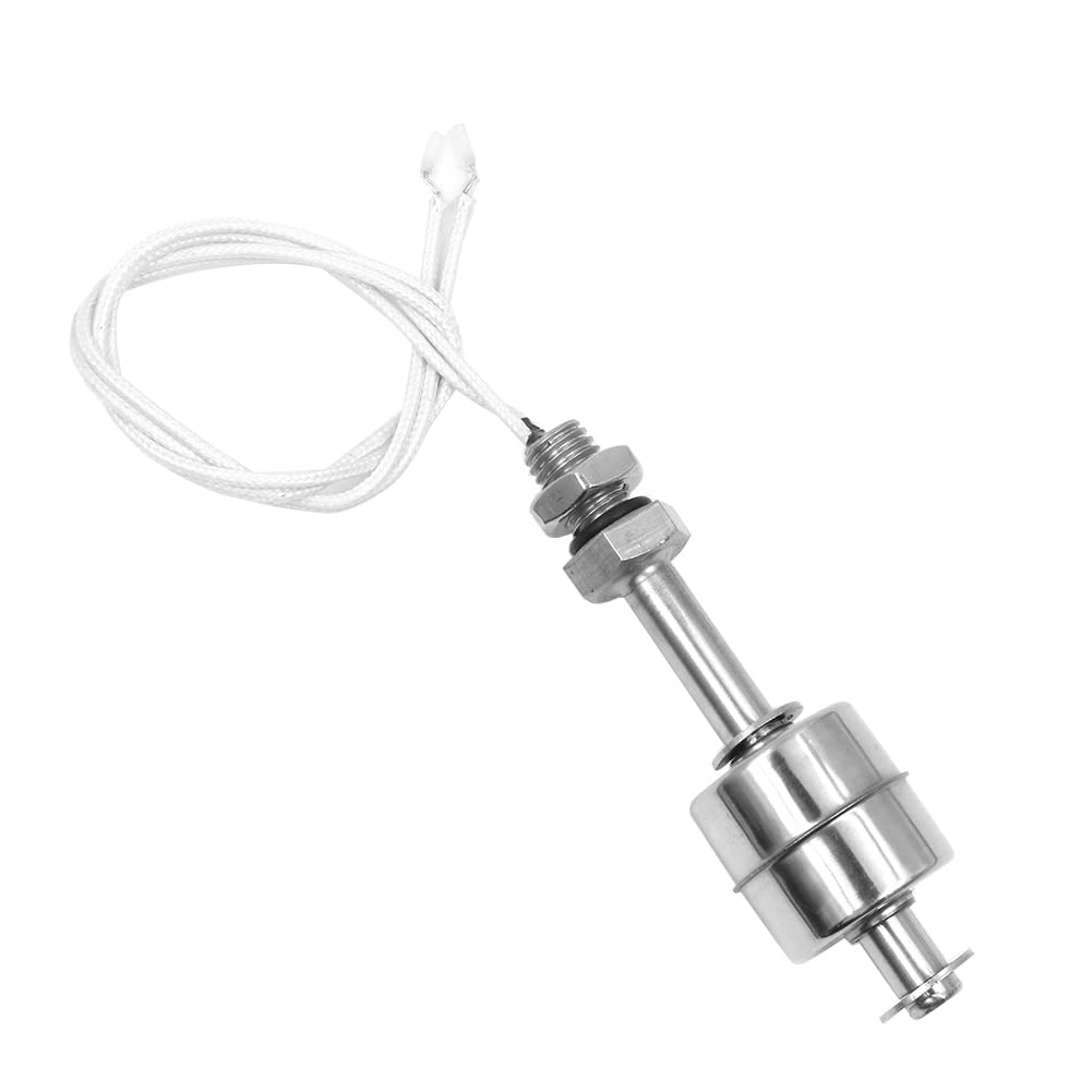 Hsthe Sea Float Switch, Stainless Steel Double Ball Water Level Sensor, Fish Tank Liquid Water Level Controller, Silver, 75mm Length