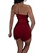 TOB Women's Sexy Deep V-Neck High Waist Belt Club Romper Short Jumpsuit Wine Red