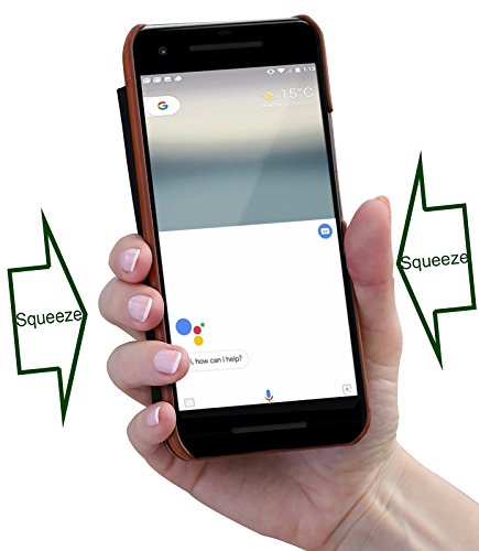 StilGut Google Pixel 2 Case, Wallet Flip Case With Built-in Credit Card Slots, Made of Leather, Cognac Brown - Thumbnail 6