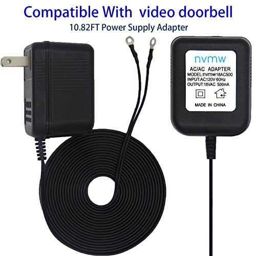 Doorbell Transformer, 18V / 500mA Power Supply Adapter Compatible with