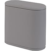 Sooyee 10 Liter Rectangular Plastic Trash Can Wastebasket with Press Type Lid,2.4 Gallon Garbage Container Bin for Bathroom,Powder Room,Bedroom,Kitchen,Craft Room,Office,(Gray)