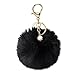 DZT1968® Solid Color Imitate Rabbit Fur Ball Keychain Handbag Key Ring Car Key (Black)