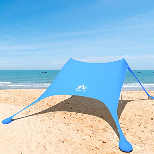 Night Cat Strandzelt Lycra Schatten Zelt Strandmuschel Sonnensegel Sun Shelter UV-Schutz UPF 50+ mit Sandsack Anker für Strand Picknick Angeln Camping