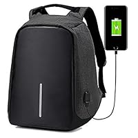 Anti-theft backpack USB port backpack Laptop Backpack (Black)