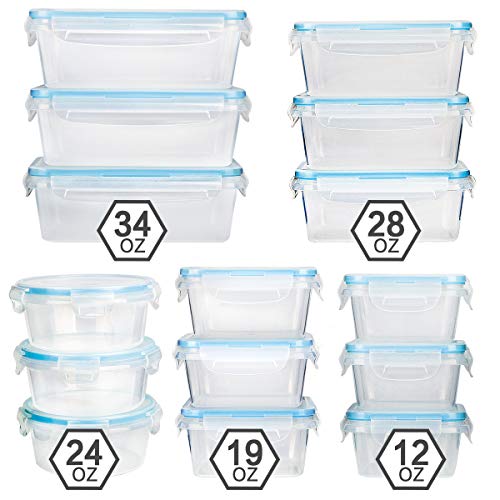 [15-Pack] Food Storage Containers with Lids - Plastic Food Containers with lids - Plastic Containers with lids - Airtight Leak Proof Easy Snap Lock and BPA Free Plastic Container Set for Kitchen Use - Thumbnail 2