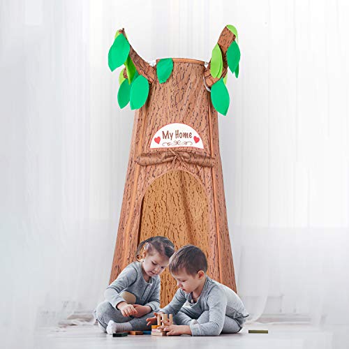 Kids Play Tents, Forest Hollow Tree House for Girls, Boys Pretend Play Game Props, Easy Assembly Pop Up Play Tent with Portable Carrying Bag, Age 3 - 7 (59" H x 44" W) - Thumbnail 5