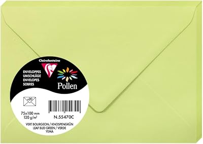 Clairefontaine Pollen 55470C Envelopes 20x 7.5x10cm 120 g/m² Green