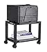 Mount-It! Under Desk Printer Stand with Wheels | Rolling Printer Cart | Height Adjustable Stacked Office Machine Cart with Paper Storage Tray, 44 Lbs Capacity, Black