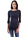 PattyBoutik Mama Boatneck Lace Inset Maternity Top (Navy Blue M)