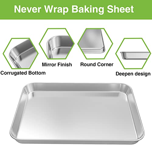 Baking Sheet Pan for Toaster Oven, Stainless Steel Baking Pans Small