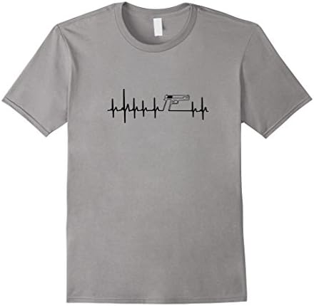 GUN Heartbeat EKG Shirt I Love My Handgun T-Shirt - Male XL - Slate