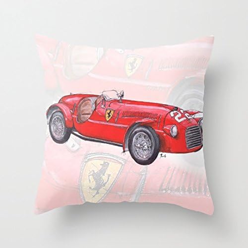 Throw Pillow Cases Ferrari 166S, 1948 - Cars portraits on request - Original Handmade Art Print with Simple Styles for Home Car Office Coffee Decoration