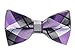100% Silk Woven Violet Plaid Self-Tie Bow Tie