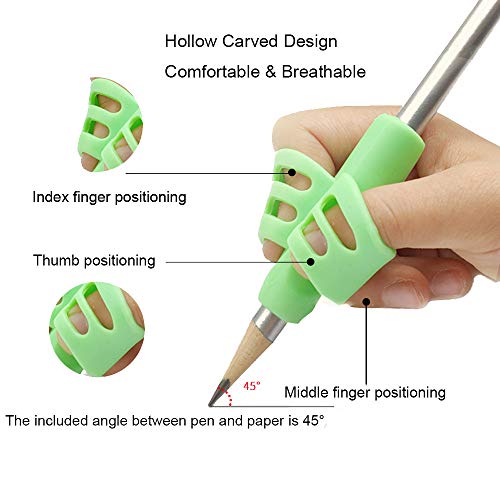 Pencil Grips-Children Pen Writing Aid Grip Set Posture Correction Tool for Kids Preschoolers Children Hollow Ventilation 5 Pac by FENGWANGLI