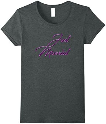 Womens Cute Purple Just Married TShirt Medium Dark Heather