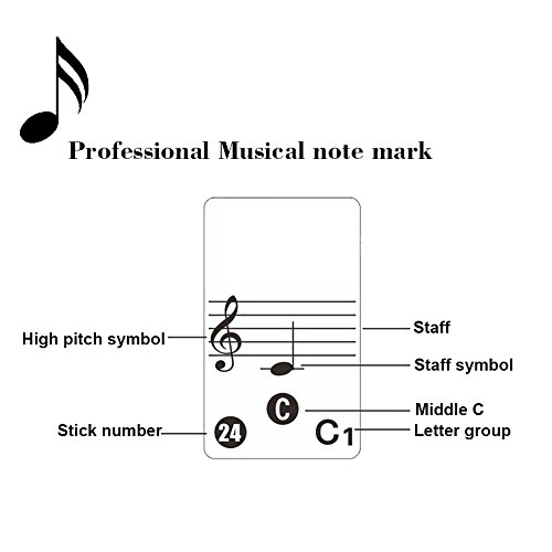 COCODE Piano Key Stickers Removable Keyboard Note Decals for 49 61 76 88 Key Keyboards - Thumbnail 3