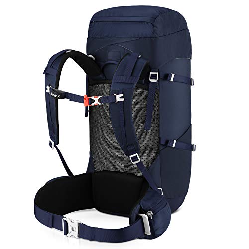 Gonex 45L/50L Hiking Internal Frame Backpack, Outdoor Travel Backpacking Backpack with Rain Cover for Camping, Trekking, Climbing for Men Women Deep Blue - Thumbnail 7
