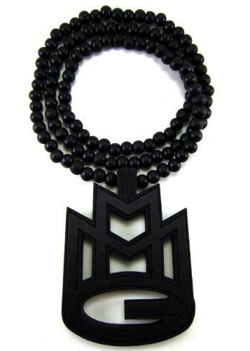 Large Wooden Rick Ross MMG Black Good Quality Wood Pendant & Chain