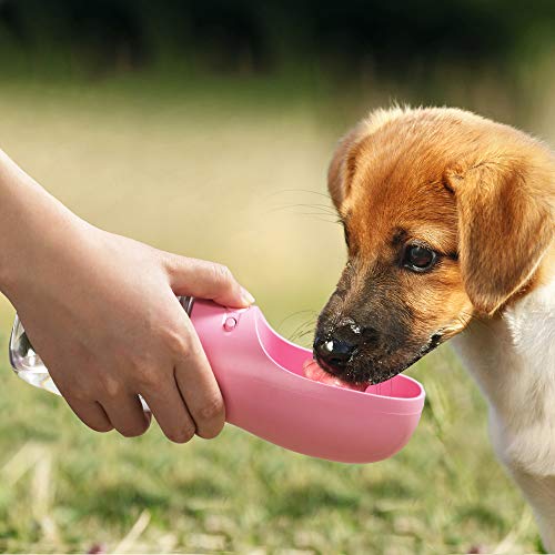 Neala Dog Water Bottle Potable Dog Drinking Water Dispenser for Walking Hiking Travel Outdoor Pet Water Bottles with Leak-Proof Carrying Cord for Dogs Cats Pink