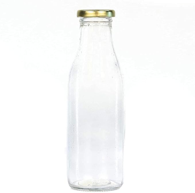 ATOOZED Clear, Milk, Water Bottle Glass Bottle with Air Tight Cap, 500