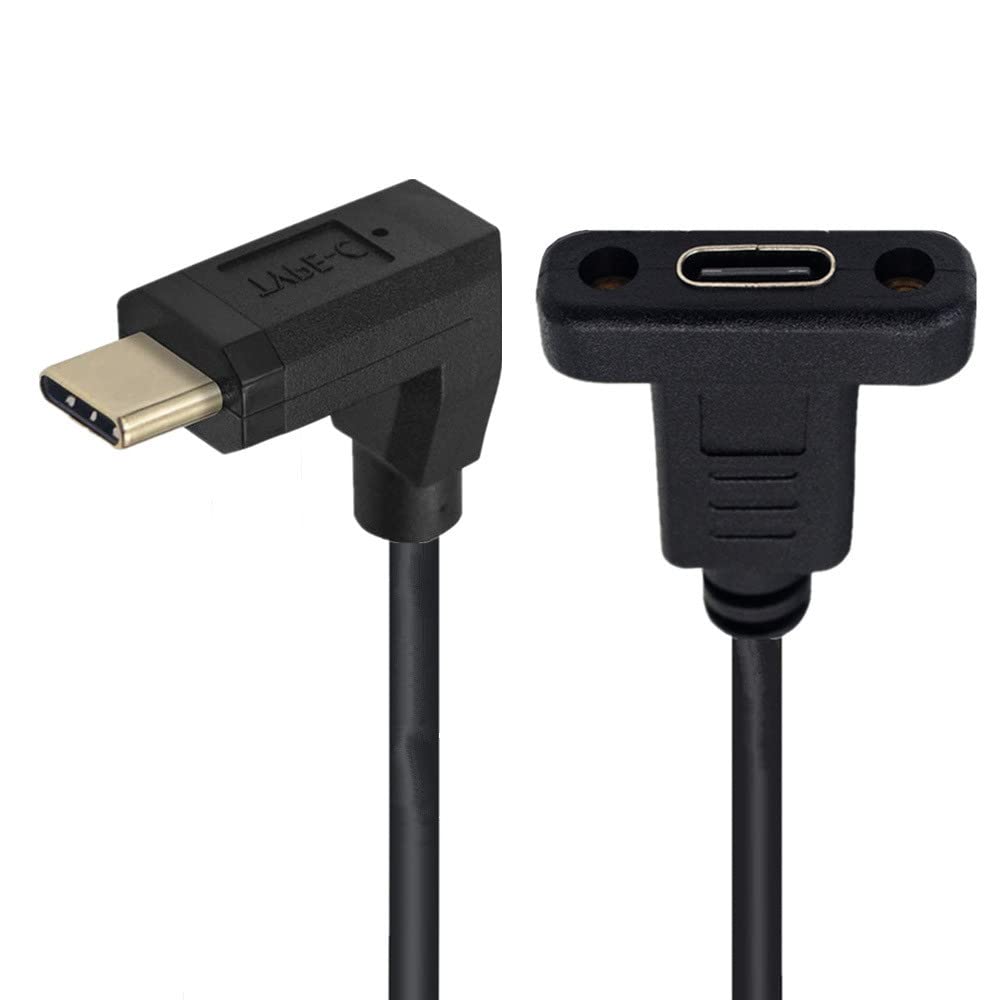 NFHK 90 Degree Up & Down Angled USB-C USB 3.1 Type C Male to Female Extension Data Cable 30cm