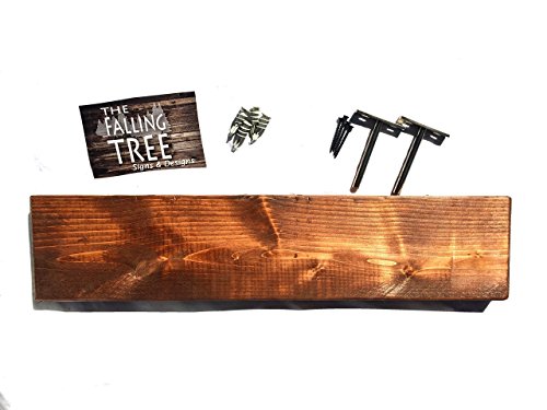 Rustic Red Oak Stain Floating Shelf with hangers & hardware by The Falling Tree! 5.5"D1.5"H24"W Pine Wood