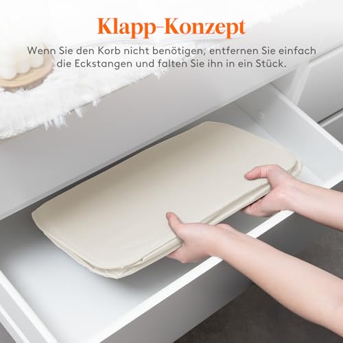 65L Wäschekorb Schmal mit Deckel, Wäschekorb Waschenkorbe Faltbar Klein, Wäschesammler mit Griffen, Wäschebox Laundry Baskets für Waschküche Schlafzimmer, Badezimmer, Weiß, 1 Packungen