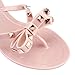 TENGYUFLY Womens Rivets Bowtie Flip Flops Jelly Thong Sandal Rubber Flat Summer Beach Rain Shoes Pink Beige