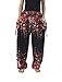 Lannaclothesdesign Women's Flowers Yoga Boho Pants Long Beach Summer Harem Pants (US Size 0-10, Black)