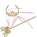 Princess Dress Up Princess Silk Wands Tiaras and Crowns for Little Girls Butterfly Wand Gold Set Pink