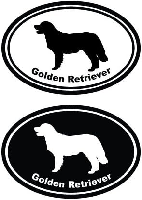 Golden Retriever In Ovals, Vinyl Car Decal, 'White', '5-by-5 inches'