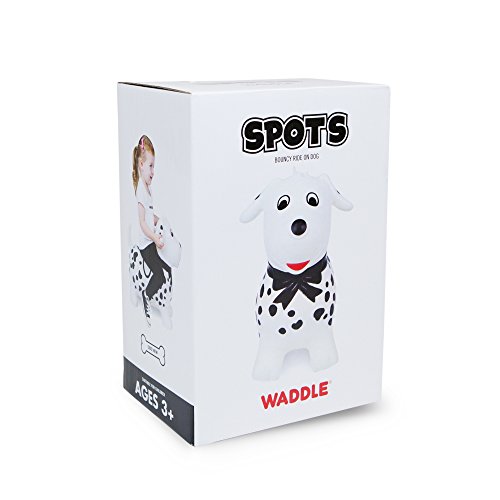 WADDLE Jumping Horse with Pump-Bouncy Horses Animals Hopper-Toddlers Inflatable Bouncing Horse Toys (White Dalmatian)