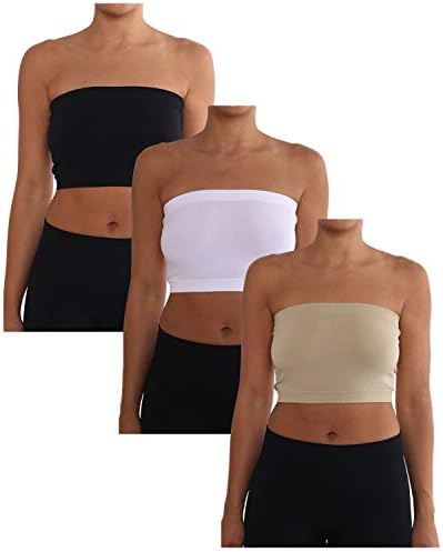 AEKO Women's Combo Pack One Size Strapless Base Bra Layer Bandeau Seamless Tube Top Regular and Plus Sizes