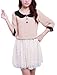 Allegra K Women's Peter Pan 3/4 Sleeve Summer Top Chiffon Blouse