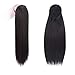 Vigorous Drawstring Yaki Kinky Straight Ponytail Extension Long Straight Hair Bun Synthetic Natural Color Heat-resistant Hairpiece with Clip In Drawstring (22 inch 0.28 lb)