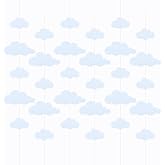 SaktopDeco 6 Pack Cloud Garland White Felt Banner Hanging Wall Ceiling Decor Baby Shower Sky Theme Party Decorations