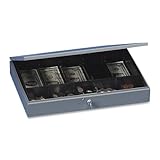 STEELMASTER Low Profile Steel Cash Box with 10 Compartments, 16.7 x 3 x 11.3 Inches, Gray (2215CBTGY)