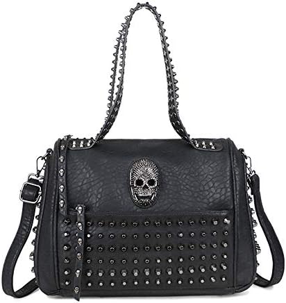 Amazon.com: Punk Gothic Rock Metallic Skull Chain Purse  Punk Tote Bag with Skull Hardware Adjustable Crossbody Strap Large Capacity main image 2