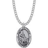 True Faith Jewelry Sterling Silver St Matthew Medal Patron Saint Pendant Necklace Religious Jewelry, 7/8 Inch
