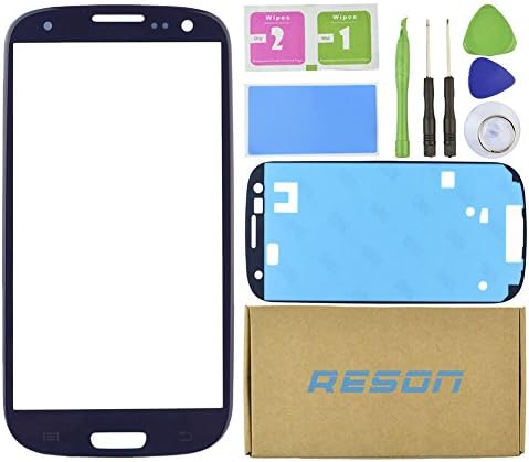 Reson® Pebble Blue Front Outer Screen Lens Glass Replacement kit for Samsung Galaxy S3 I9300 I747 T999 I535 +Tools Kit+dry/wet/dust Cleaning Paper+adhesive Sticker Tape Blue