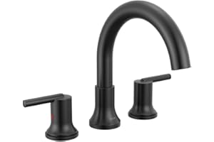 Delta Faucet Trinsic 2-Handle Widespread Roman Tub Faucet, Black Tub Faucet, Roman Bathtub Faucet, Delta Roman Tub Faucet, Tu