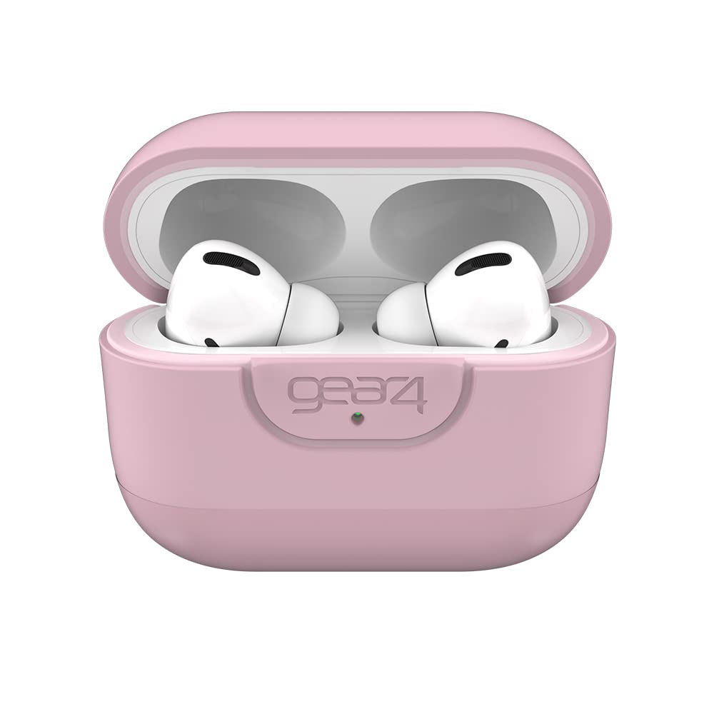 ZAGG Gear 4 Apollo Plus Protective Case for Airpods Pro, Slim, Silicone, Wireless Charging, (Blush Pink)