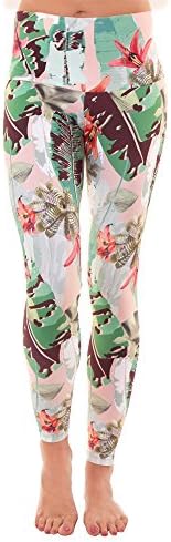 Liquido Active Women's Wide Waistband Patterned Yoga Legging Bloom Small