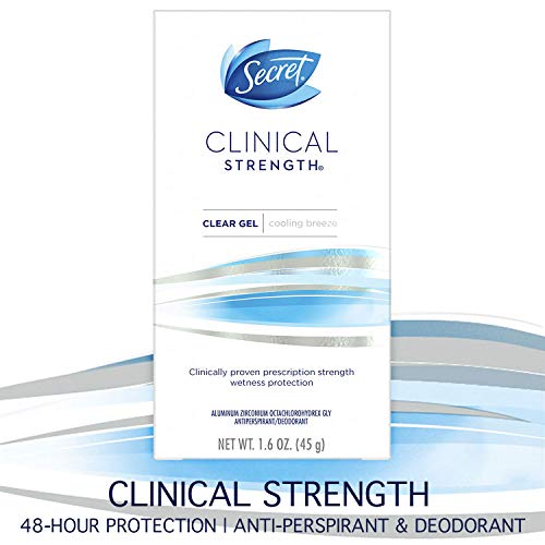 Secret Antiperspirant and Deodorant for Women, Clinical Strength Clear Gel, Cooling Breeze, 1.6 Oz