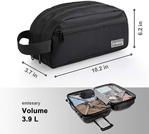 emissary Nylon Men's Toiletry Bag - Large Waterproof Shower Bag - Travel Toiletries Bag - Dopp Kitt for Men - Toiletry Bag for Men and Women - Shaving Bag for Men Travel (Black Water-Resistant) 6 emissary Nylon Men's Toiletry Bag - Large Waterproof Shower Bag - Travel Toiletries Bag - Dopp Kitt for Men - Toiletry Bag for Men and Women - Shaving Bag for Men Travel (Black Water-Resistant)