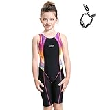LANDUBI Girls' One-Piece Athletic Training Swimsuits Racerback Competitive Legsuit Children Sport Swimwear Rash Guard Baby Girl's Swimwear