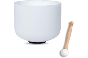 CALM CLANG Crystal Singing Bowl 7inch C Note Root Chakra 432hz Pure White for Meditation Healing Yoga Sound Bath with Rubber Mallet O ring