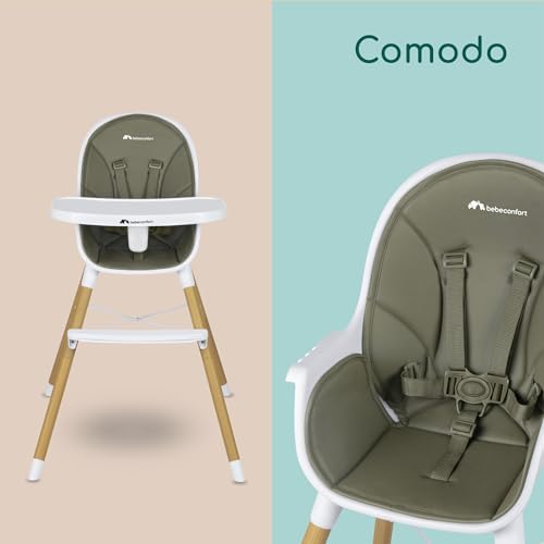 Avista seggiolone pappa evolutivo che si trasforma in sedia bambino, con imbottitura e vassoio, dai 6 mesi, portata 30 kg, Mineral Green