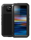GFU Tempered Glass Sony Xperia 10 Plus Case, Full Body Outdoor Protective Cover Shell for Sony Xperia 10 Plus Ultra Armor Hybrid TPU Metal Silicone Heavy Duty Shockproof (Black, Xperia 10 Plus)