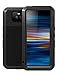 GFU Tempered Glass Sony Xperia 10 Plus Case, Full Body Outdoor Protective Cover Shell for Sony Xperia 10 Plus Ultra Armor Hybrid TPU Metal Silicone Heavy Duty Shockproof (Black, Xperia 10 Plus)